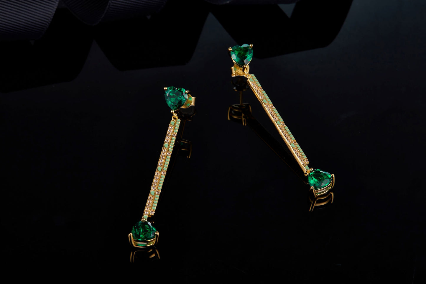 Emerald Colour Balance Love Enamel Drop Earrings for Women