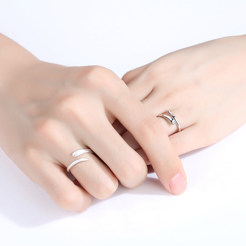 Little Snake Silver Couple Ring for Women