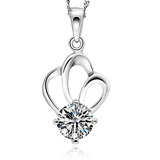 (Pendant Only) Silver Crown with Zircon Silver Pendant for Women