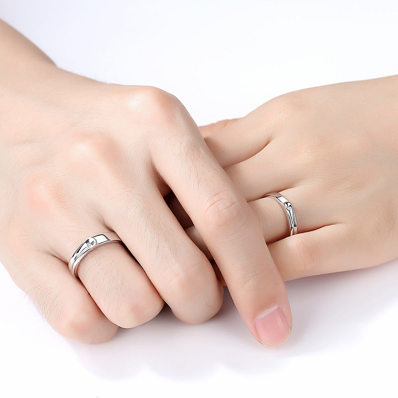 Zircon Silver Couple Ring