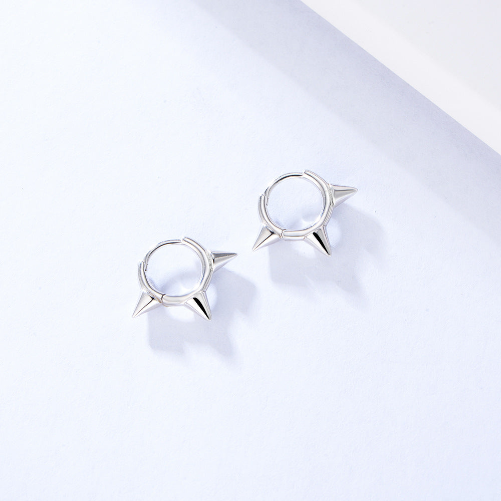 Punk Style Spiked Tapered Silver Studs Earrings for Women