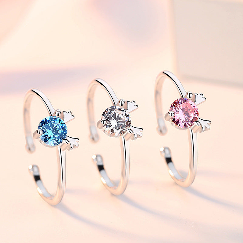 Colourful Zircon Elk Silver Ring for Women