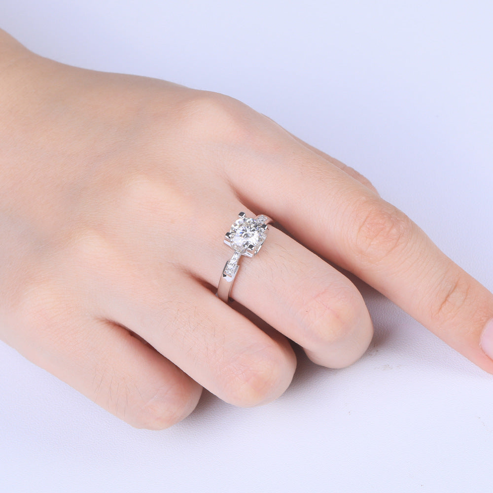 Cathedral Oxhead Four Prong 1.0 Carat Moissanite Engagement Ring