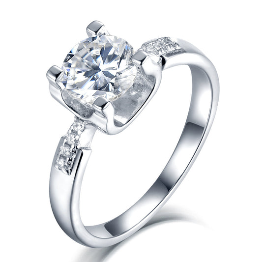 Cathedral Oxhead Four Prong 1.0 Carat Moissanite Engagement Ring