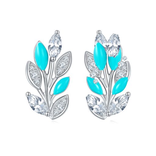 Wheat Ears Enamel Silver Earrings for Women