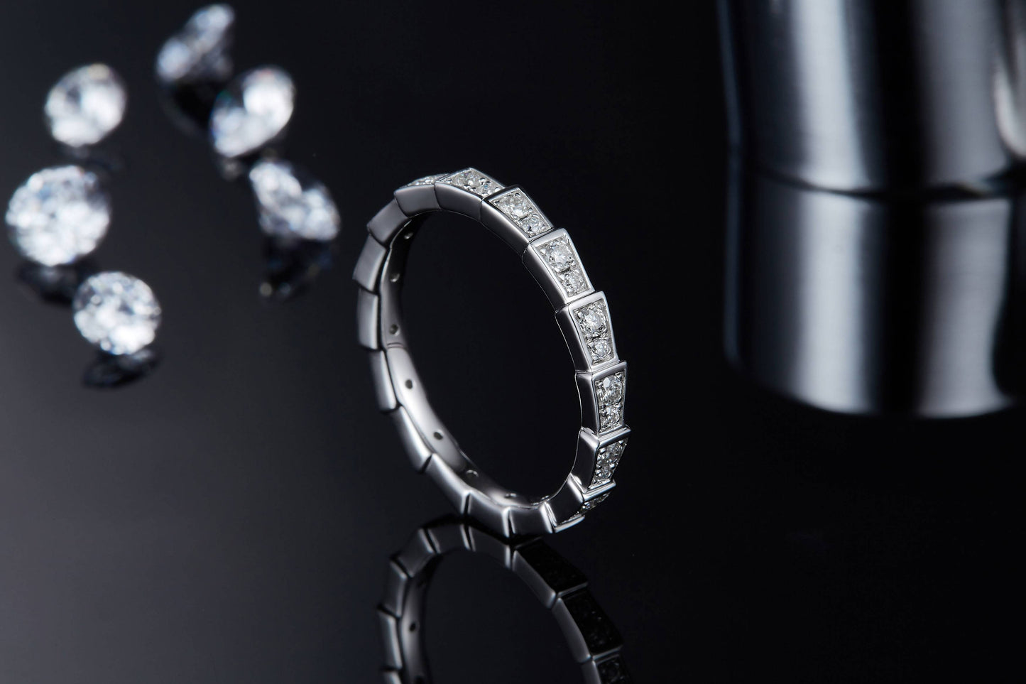 Full Eternity Moissanite 0.5ct Bamboo Band Ring for Women