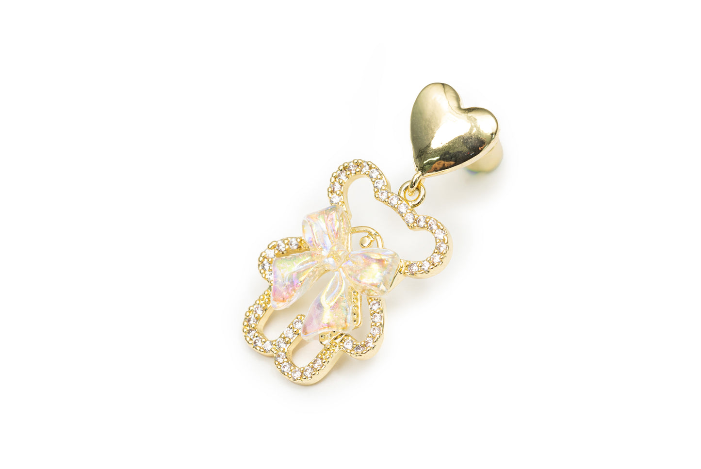 Golden Bear with Bows Drop Earrings - Golden Drop Earrings for Women