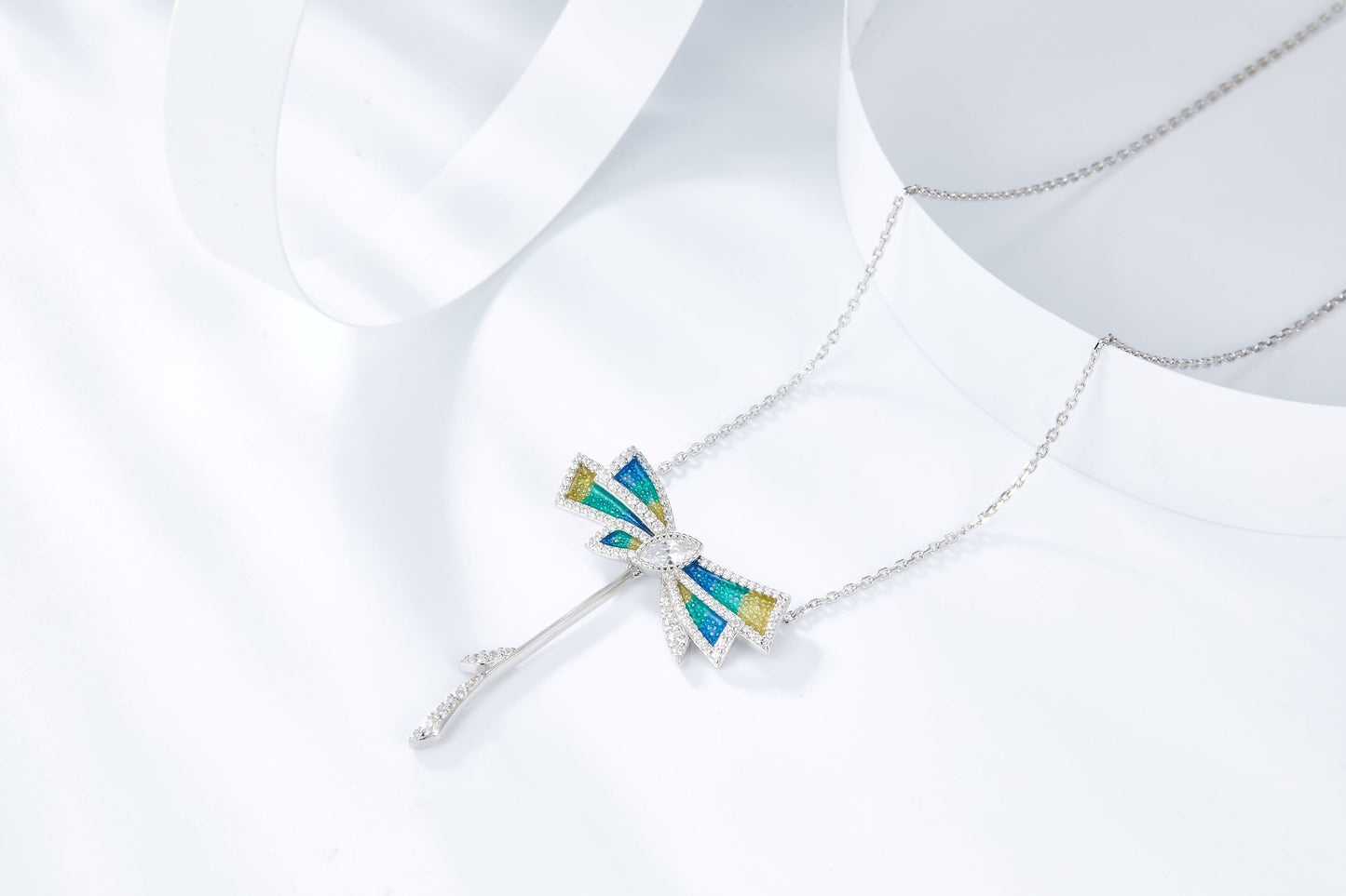 Colourful Bowknot Enamel Necklace for Women