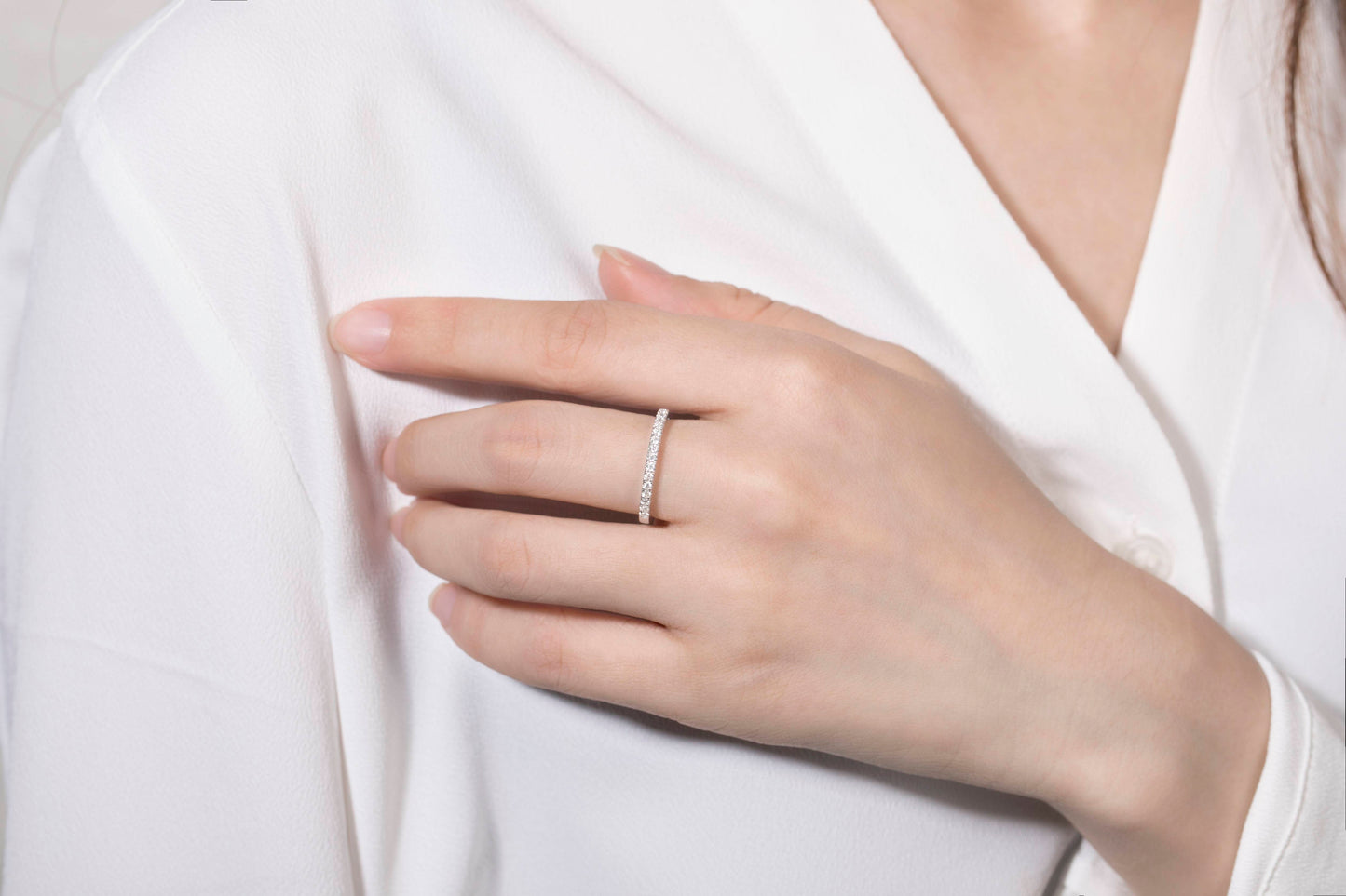 Half Eternity Moissanite(0.33ct) Round Cut Ring for Women