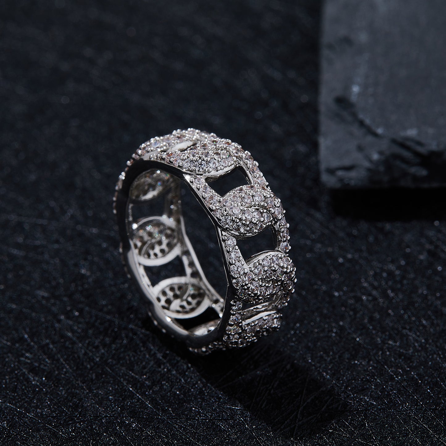 Complex Curve Full Eternity Moissanite Band Ring for Women