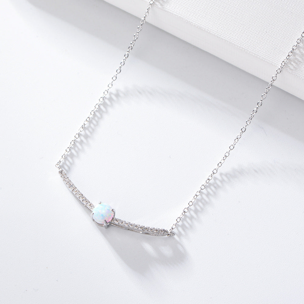 Opal Jewelry with Zircon Silver Necklace for Women