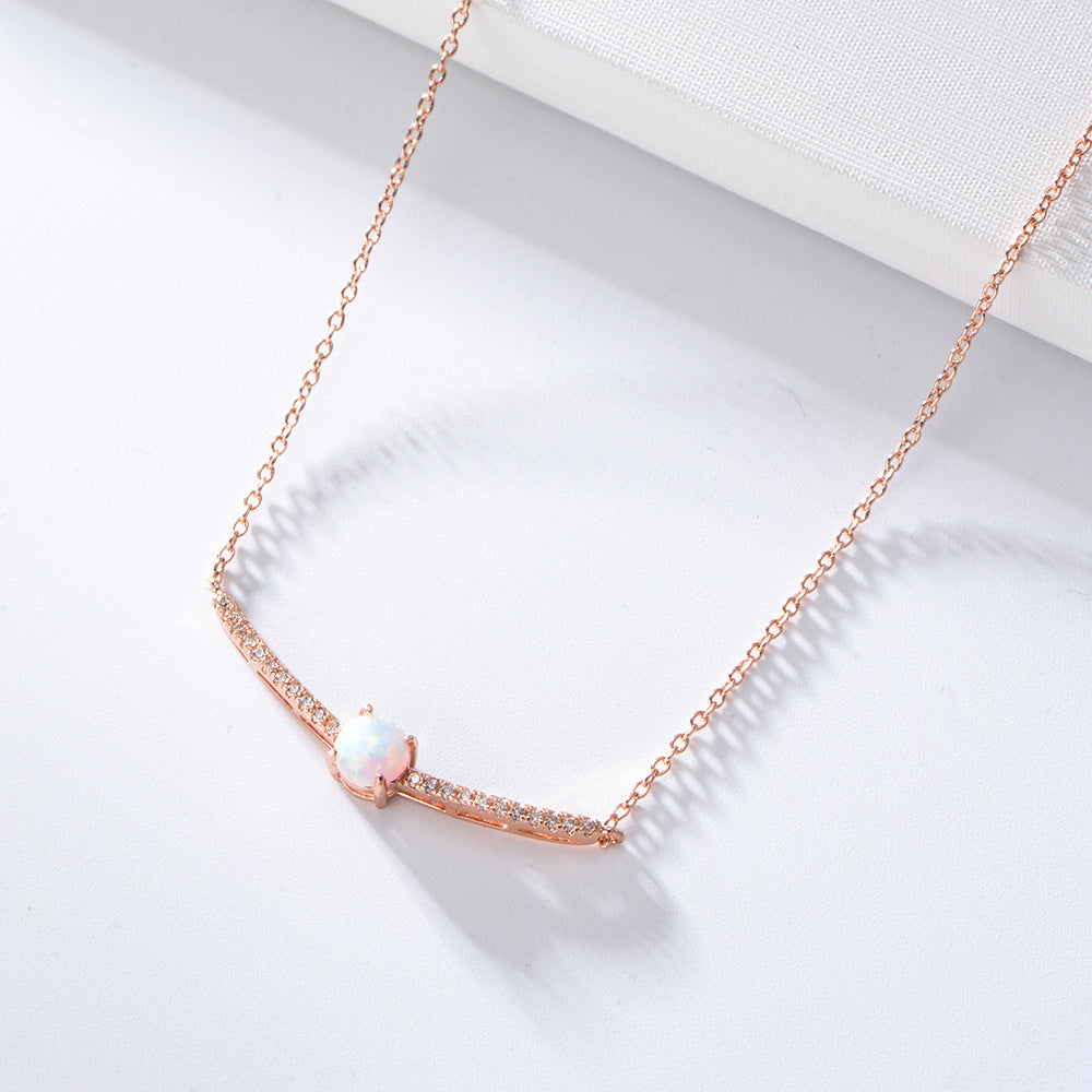 Opal Jewelry with Zircon Silver Necklace for Women