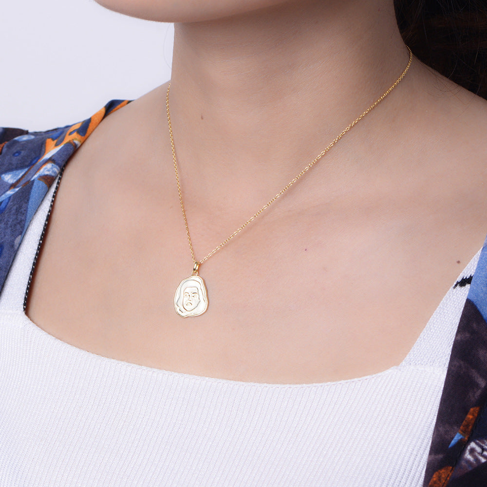 Classic Monroe Head Pendant Sterling Silver Collarbone Necklace for Women