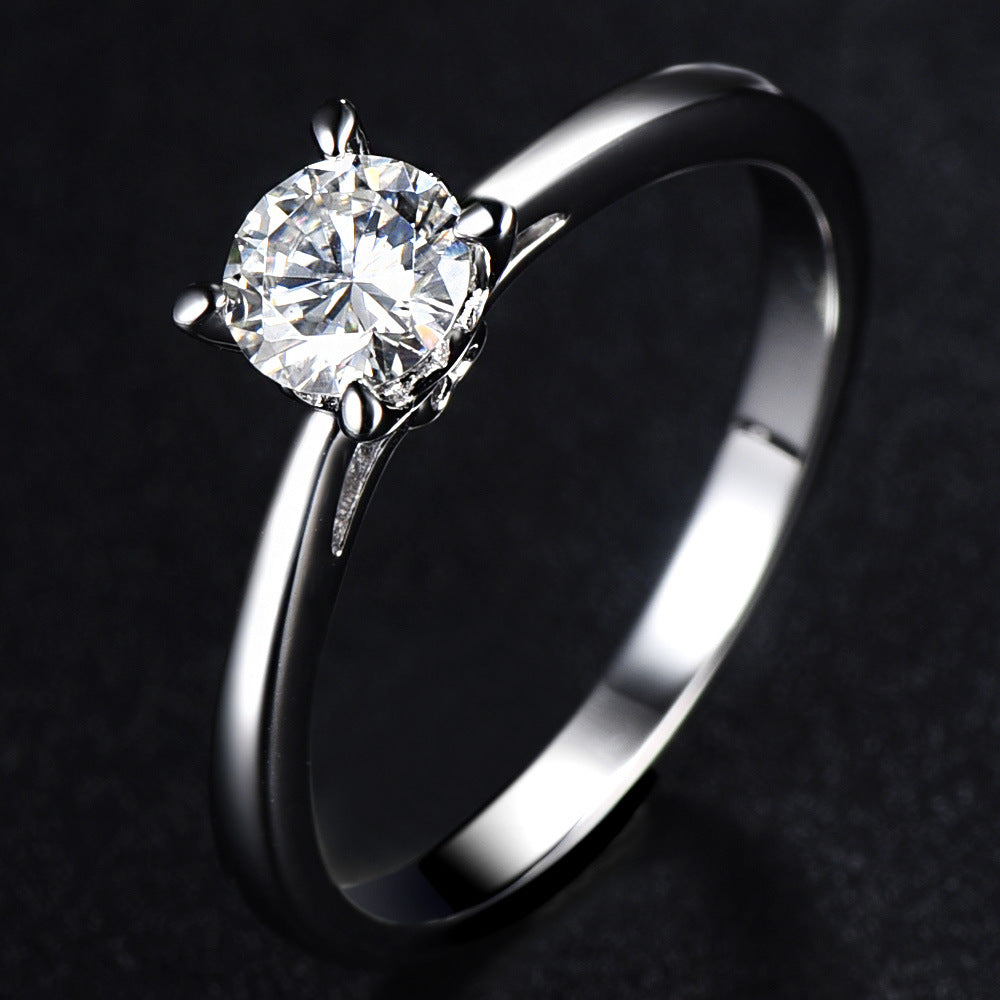 Four Prongs Solitaire Round Cut Moissanite Engagement Ring