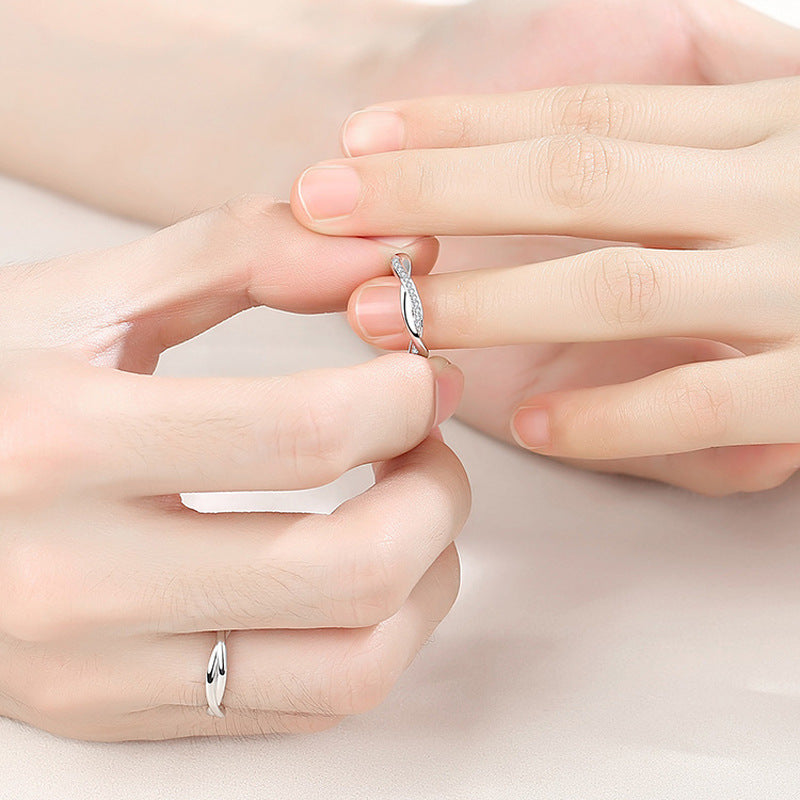 Interwoven Love Silver Couple Ring for Women