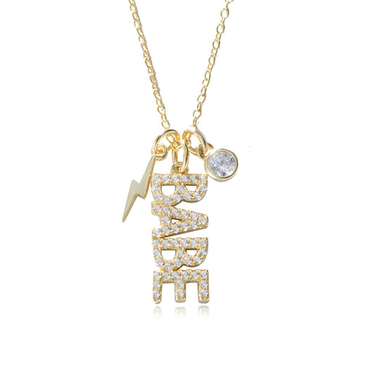 BABE Letter with Zircon Pendant Silver Necklace for Women