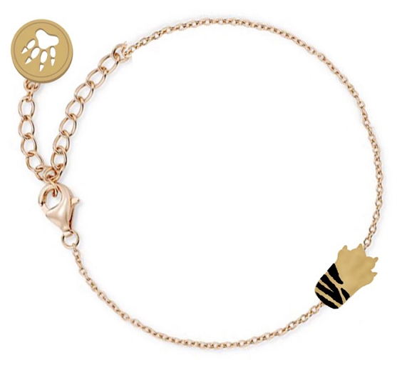 Gold Colour Tiger Paw Enamel Bracelet for Women