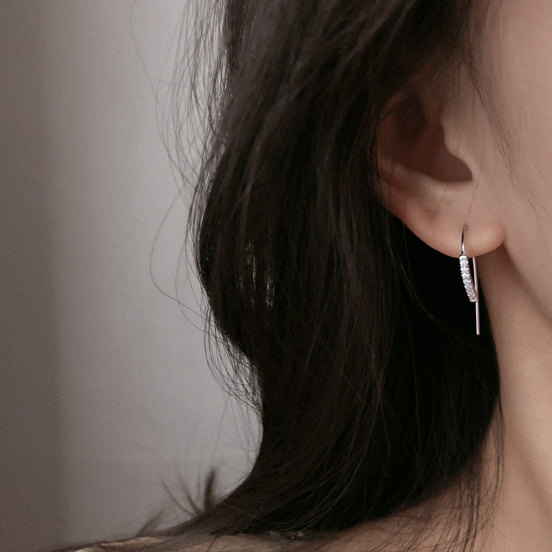 Geometric Ear Hook Silver Studs Earrings for Women