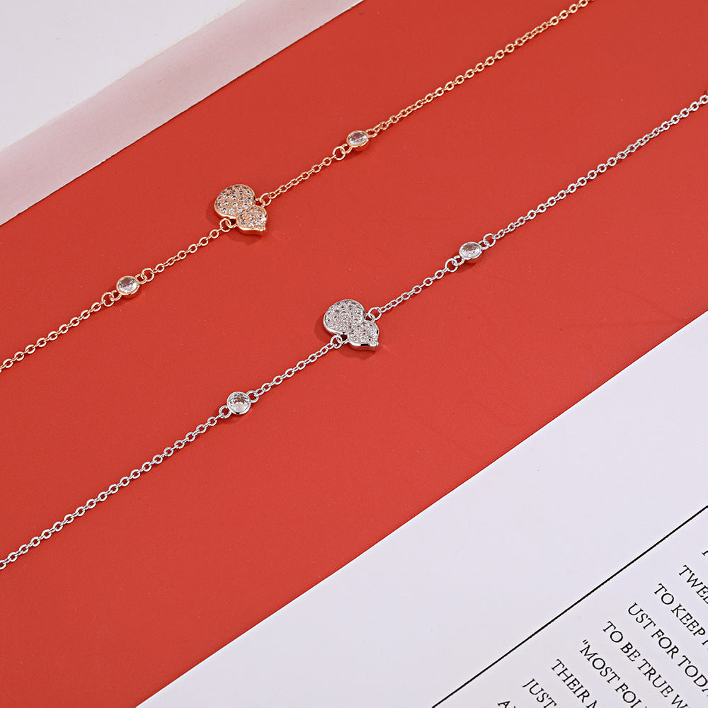 Full Zircon Gourd Silver Bracelet for Women