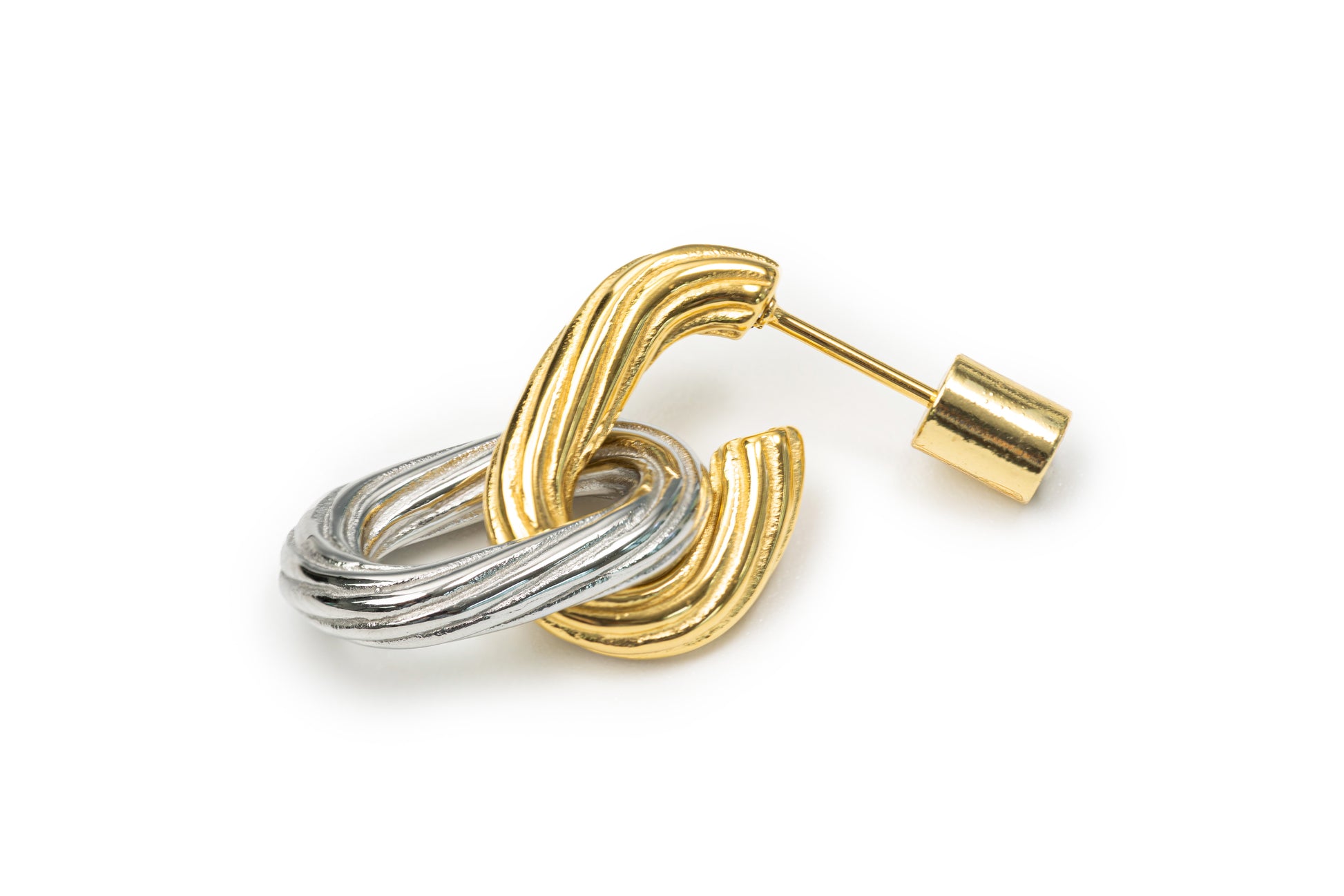 Planderful Bi-Color Chained Links Drop Earrings - Golden & Silver Drop Earrings for Women