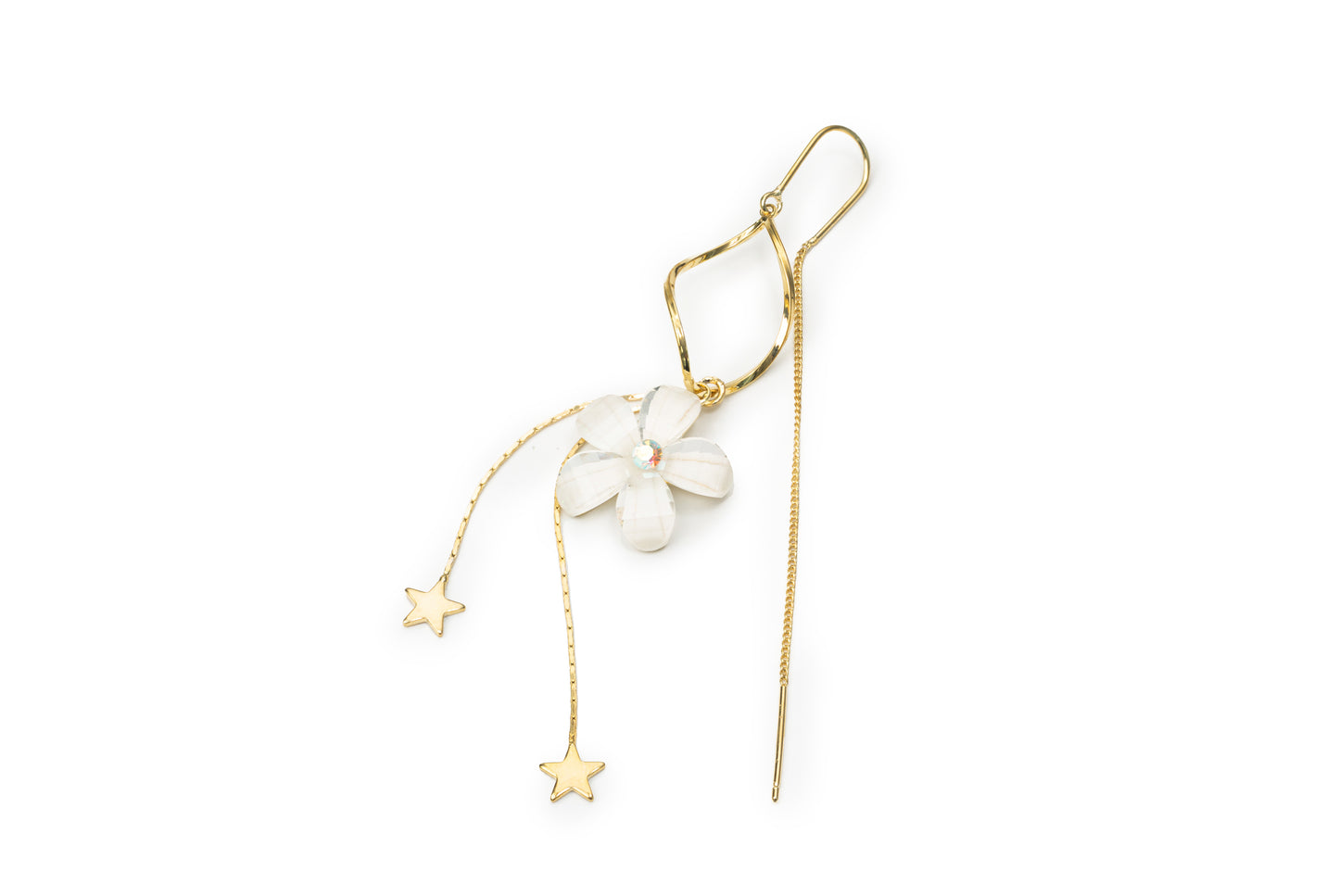 Flower Star Drop Earrings - Golden Drop Earrings for Women