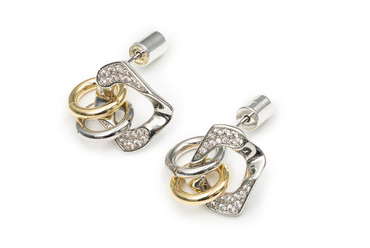 Bi-Color Crossing Drop Earrings - Golden & Silver Drop Earrings for Women