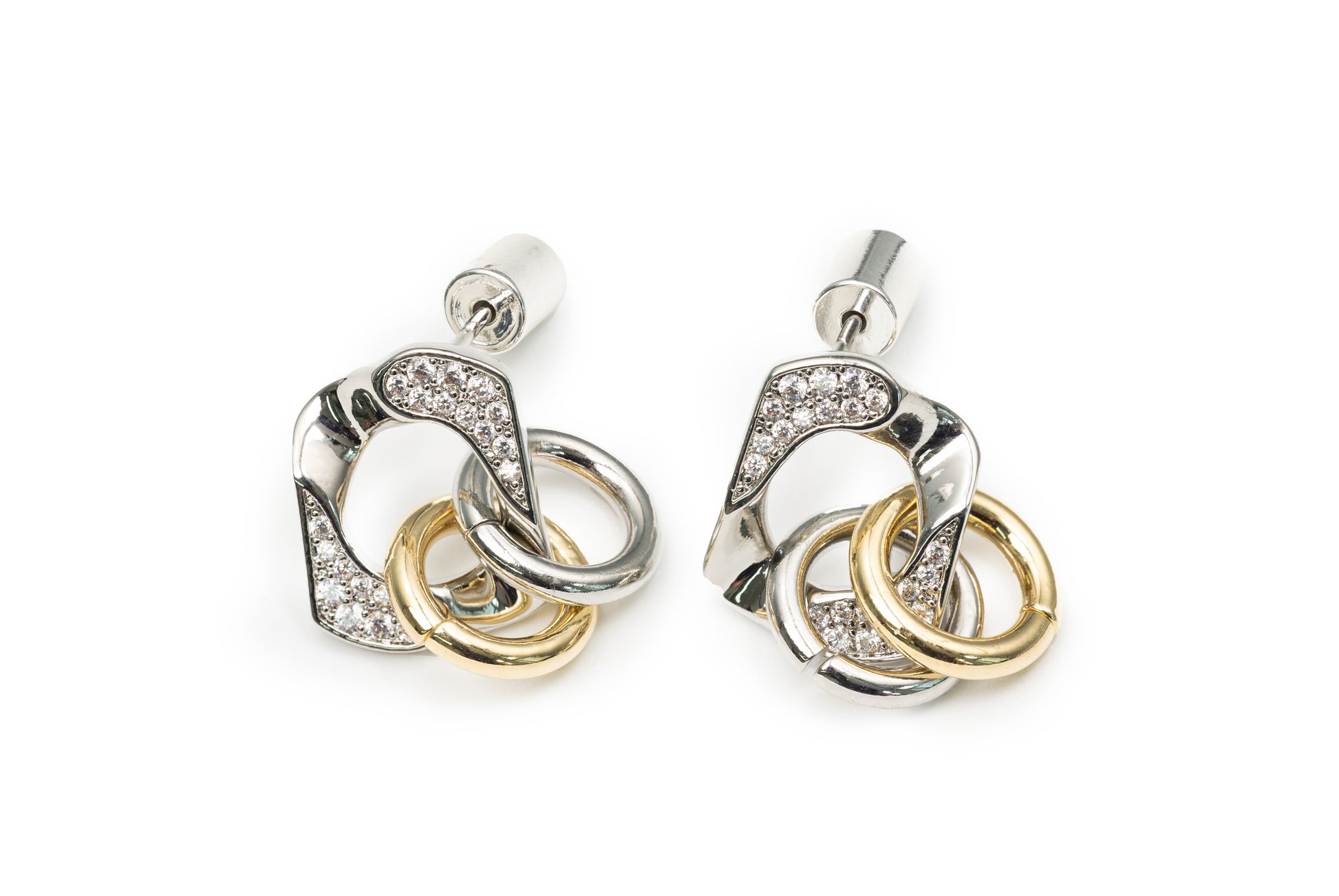 Bi-Color Crossing Drop Earrings - Golden & Silver Drop Earrings for Women