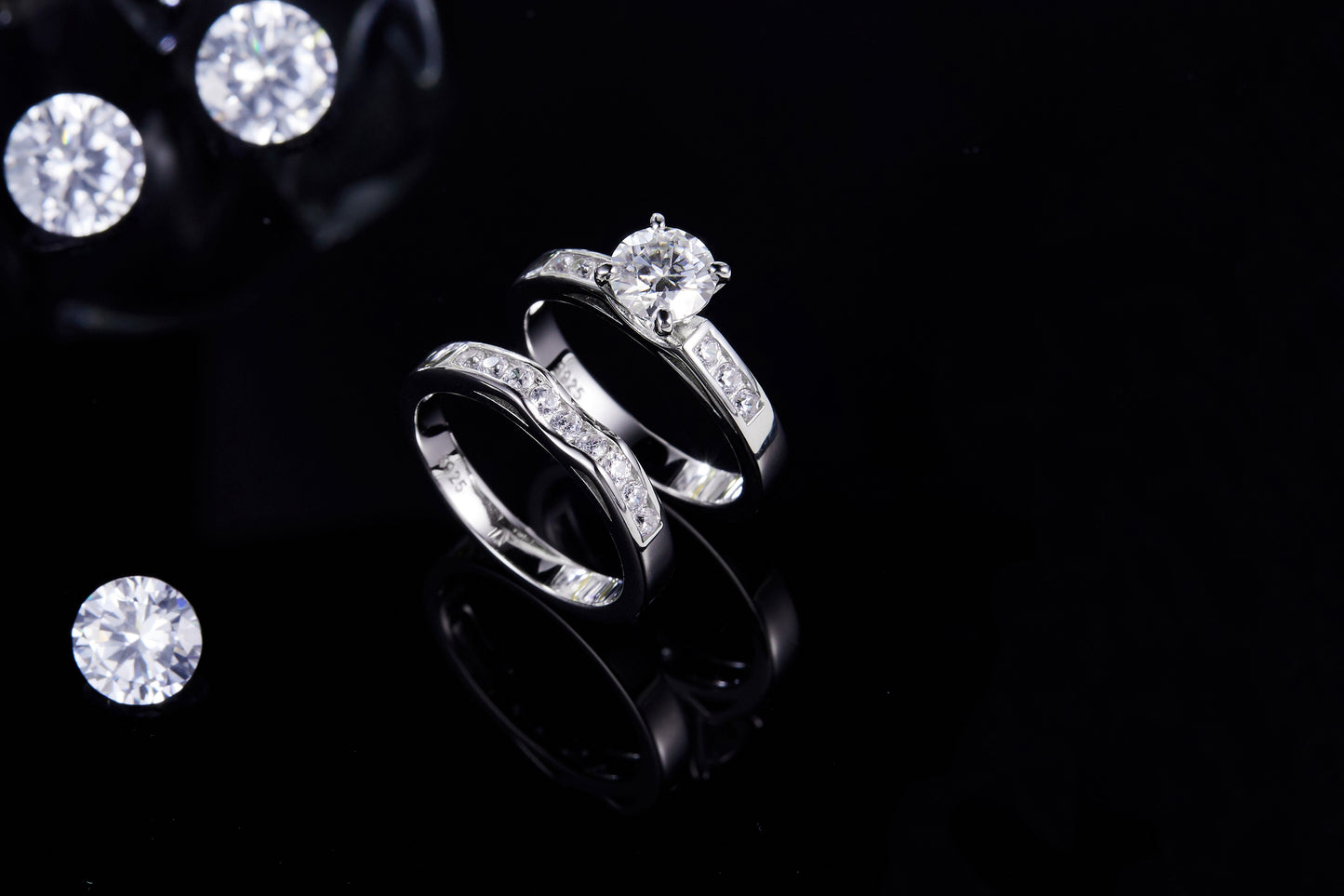 Semi Eternity Moissanite Band Ring Pack for Women