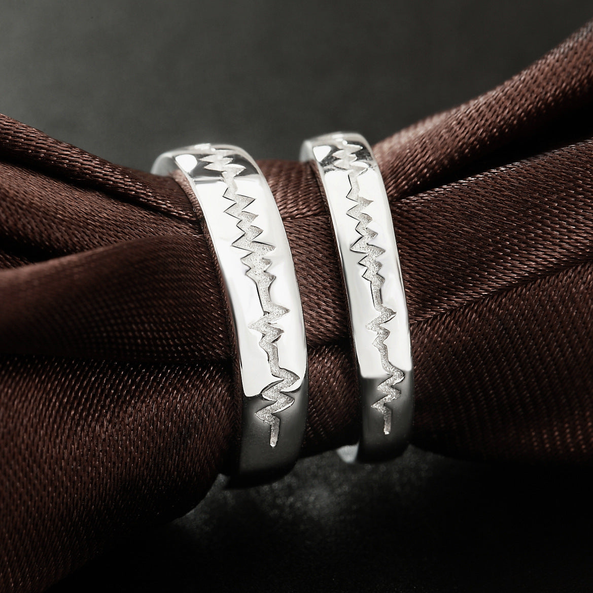 Heartbeat Silver Couple Ring for Women