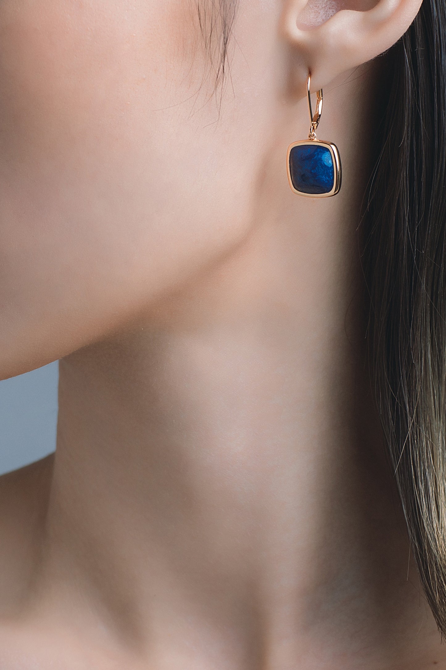 Blue Ocean Enamel Drop Earrings for Women