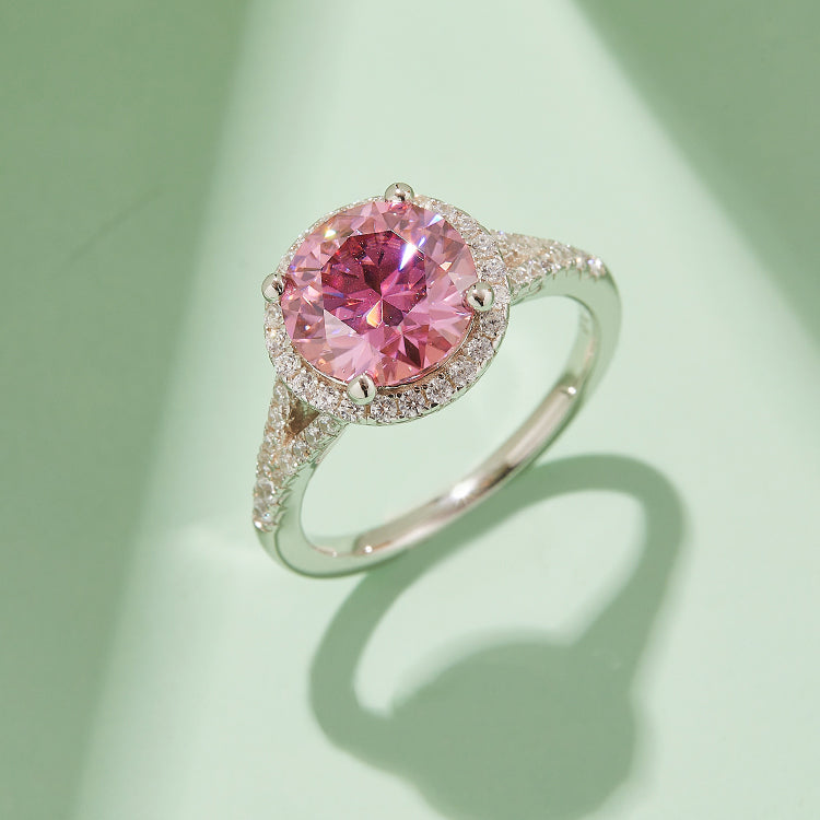 (Four Colours) 3.0CT Moissanite Round Cut Soleste Halo Ring for Women