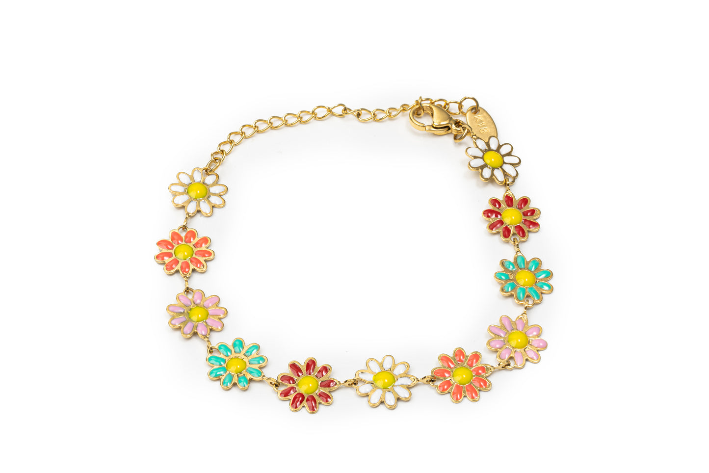 Planderful Colorful Flower Bracelet - Golden Bracelet for Women