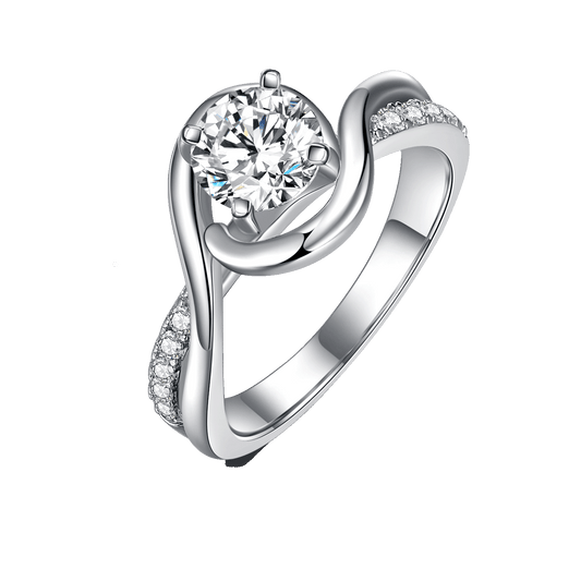 Moissanite Curve Round Ring for Women