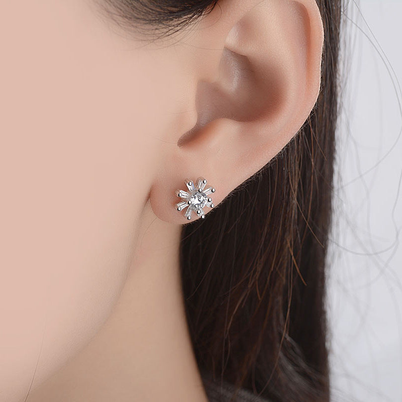 Chrysanthemum Silver Studs Earrings for Women