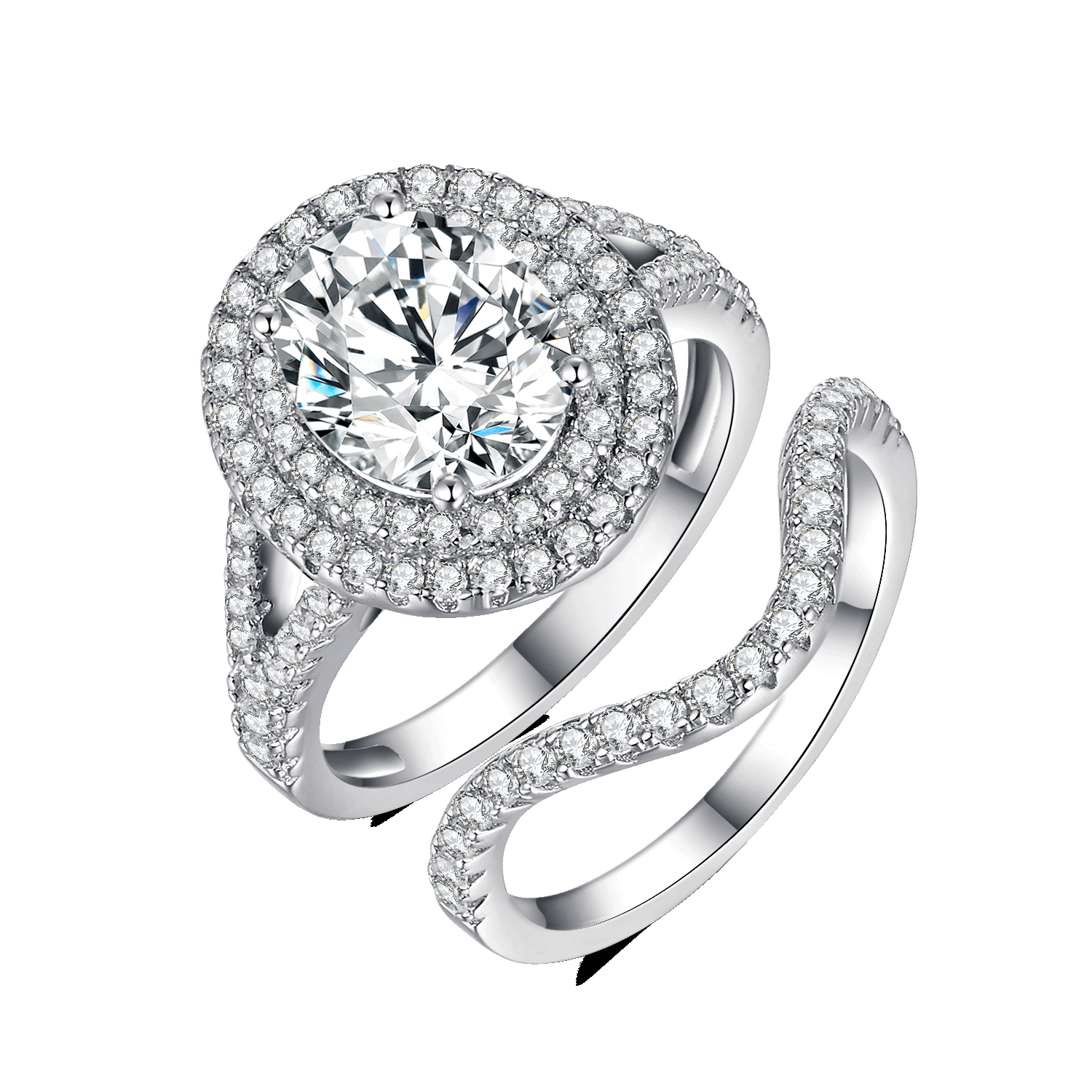 Solitaire Moissanite Oval Cut Band Ring Pack for Women