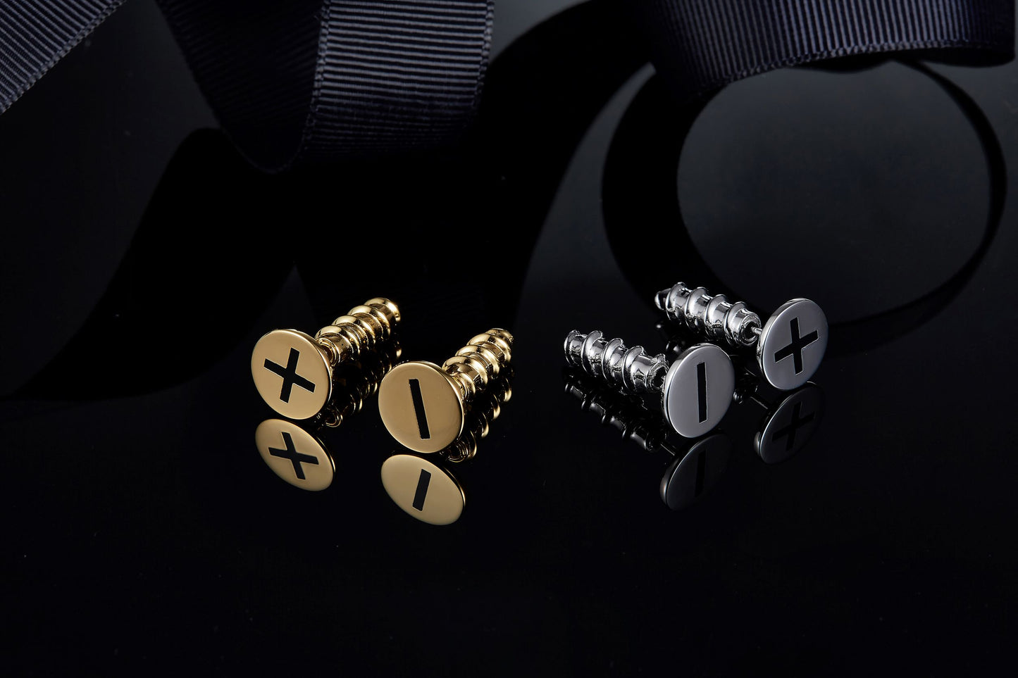 (Two Colours) Screws Enamel Silver Studs Earrings for Women