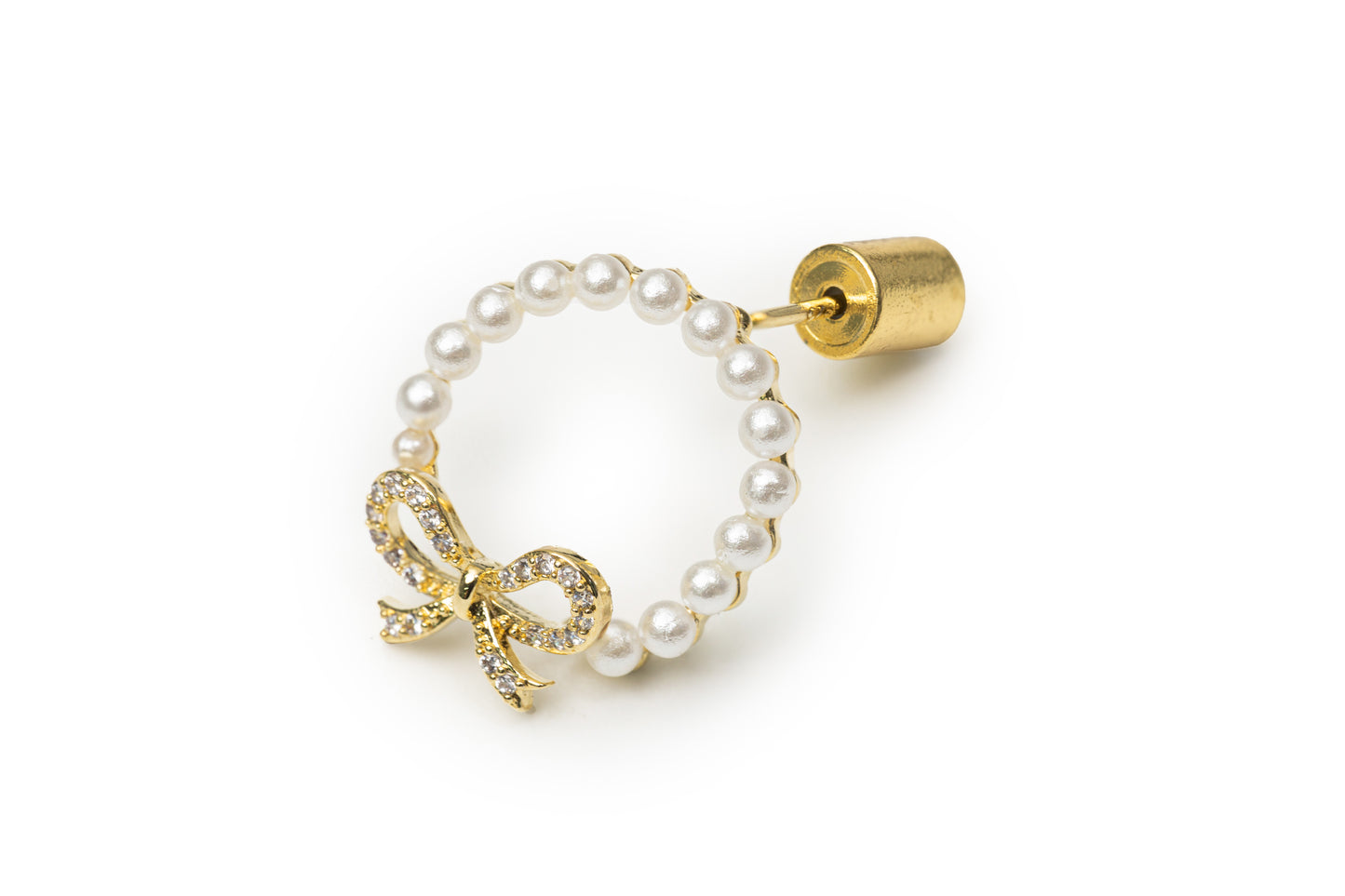 Planderful Bow Round Studs - Golden Studs for Women