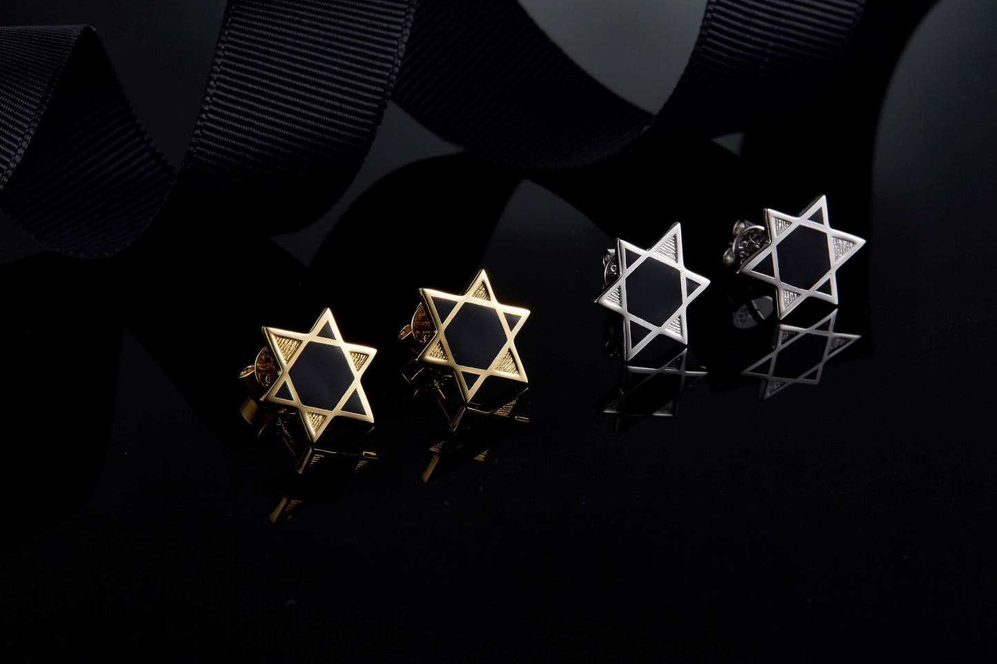 (Two Colours) Hexagram Enamel Silver Studs Earrings for Women