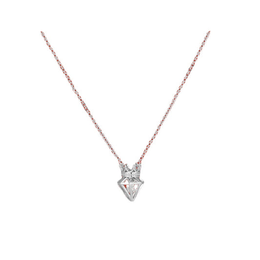 Crown with Zircon Pendant Silver Necklace for Women