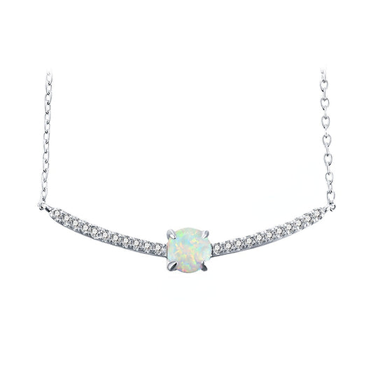 Opal Jewelry with Zircon Silver Necklace for Women