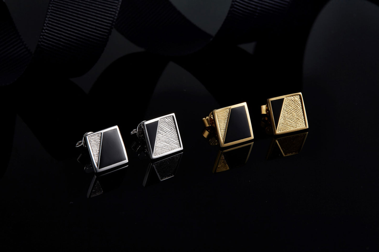 (Two Colours) Square Enamel Silver Studs Earrings for Women