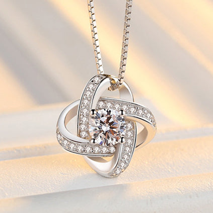 (Pendant Only) Lucky Clover with Round Zircon Silver Pendant for Women