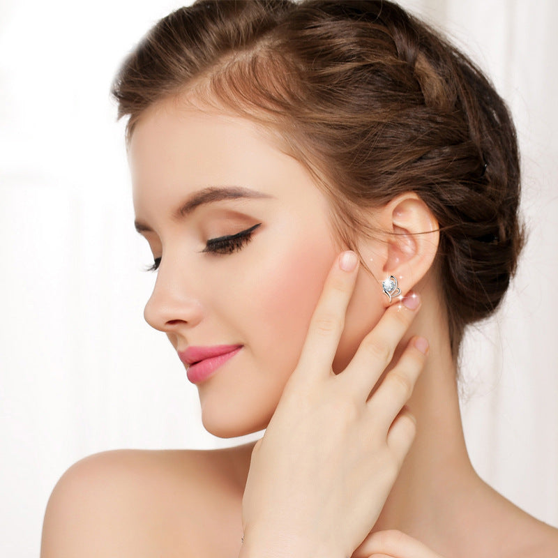 Retro Butterfly with Zircon Silver Studs Earrings for Women