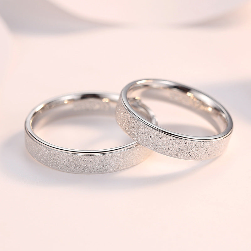 Frosted Silver Couple Ring for Women