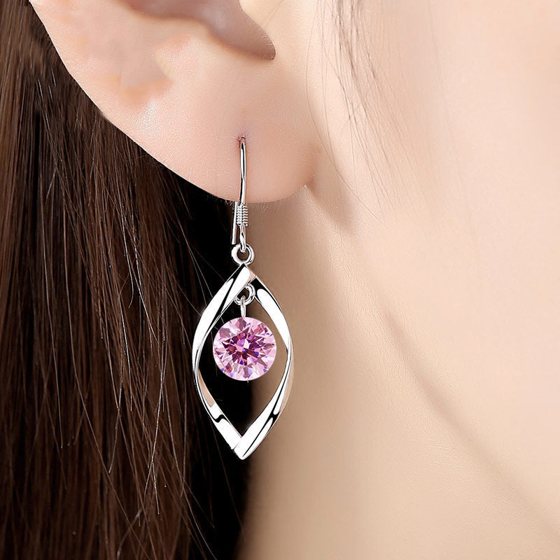 Marquise Shape with Zircon Silver Drop Earrings for Women