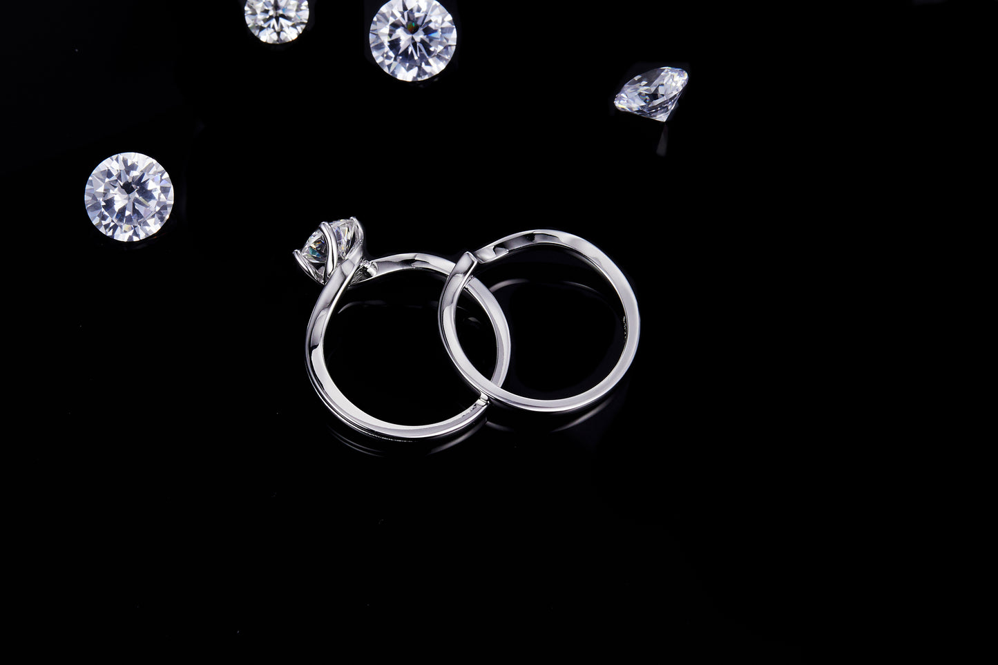 Round Moissanite Twist Rings Pack for Women