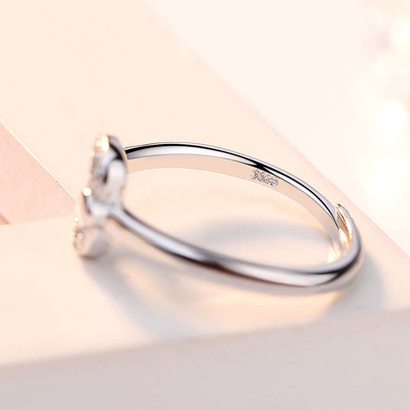 Fashion Zircon Heart Silver Ring for Women