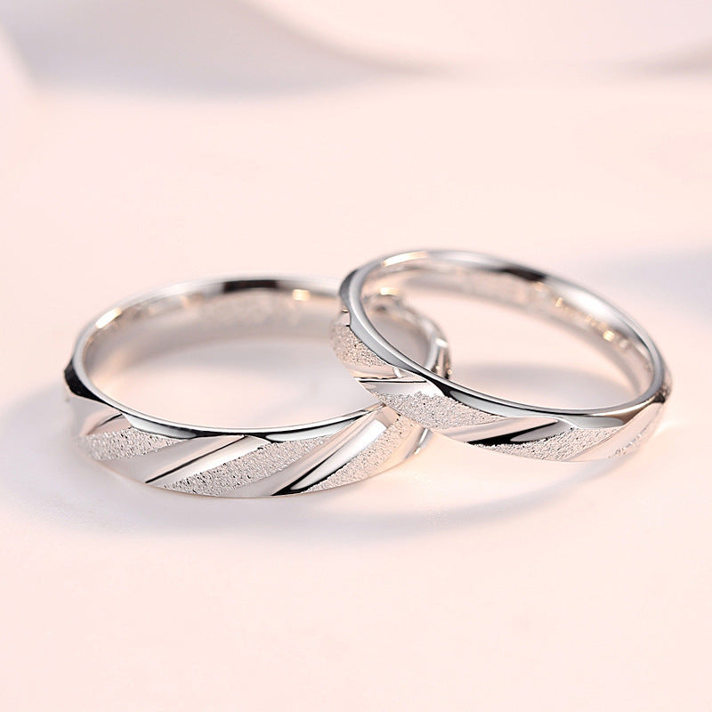 Frosting Twill Silver Couple Ring for Women