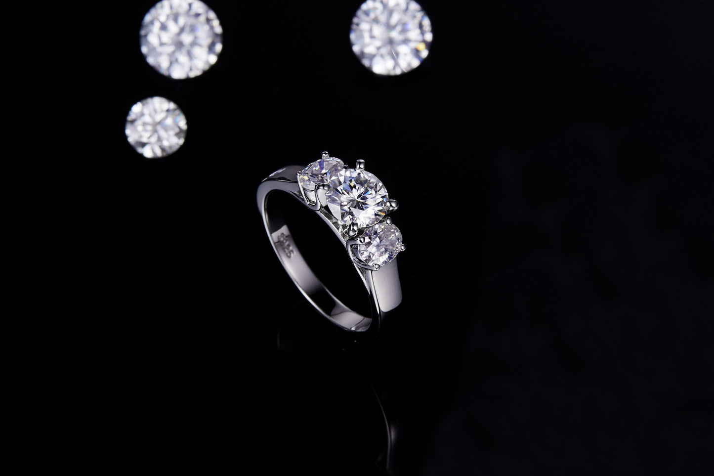 Moissanite Three-Stone Ring for Women