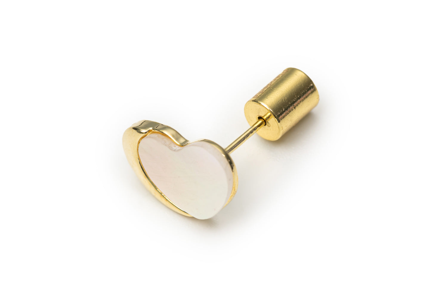 White Heart Studs - Golden Studs for Women